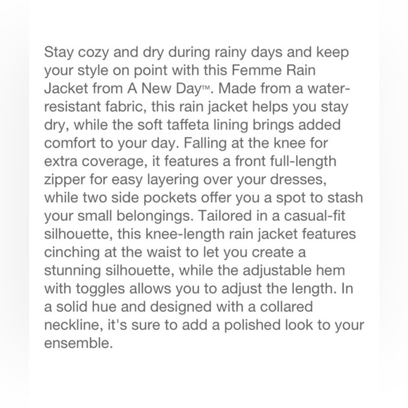 A New Day • Femme Rain Jacket - Periwinkle / Bomber Tunic Length - Picture 4 of 9